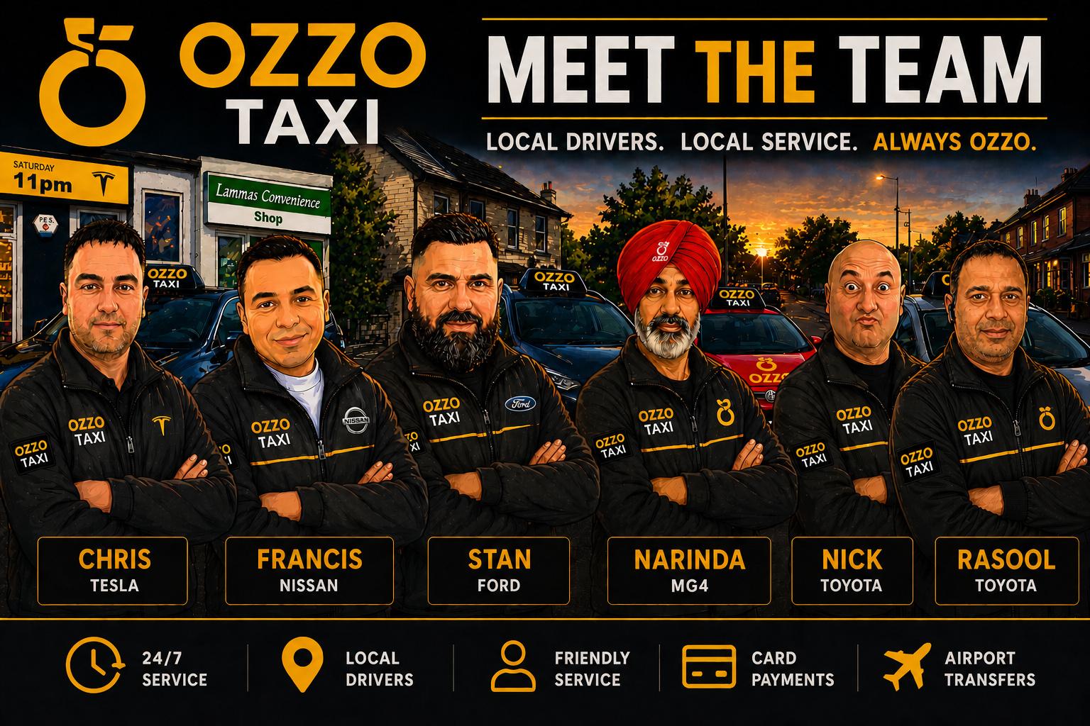 The Daily Taxi and Ozzo Taxi team — local Carmarthen drivers